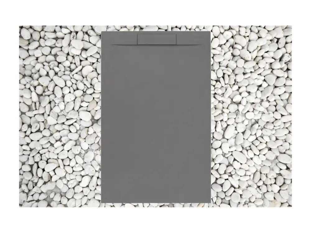 Receveur de Douche 160X95 cm GRIS RAL 7037 Ligne Vulcano PLUS En Résine et Poudre de Marbre Avec Grille Latérale EN RÉSINE...