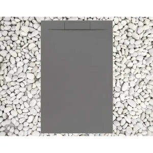 Receveur de douche 170X95 cm GRIS RAL 7037 Ligne Vulcano PLUS en résine et poudre de marbre avec grille latérale en résine...