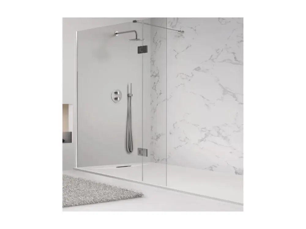 Receveur de douche 170X95 cm GRIS RAL 7037 Ligne Vulcano PLUS en résine et poudre de marbre avec grille latérale en résine...