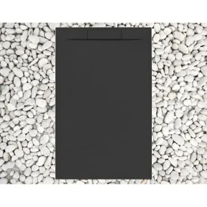 Receveur de douche 175X85 cm noir Vulcano Line PLUS en Résine et Poudre de Marbre avec Grille Latérale EN RÉSINE DE MARBRE