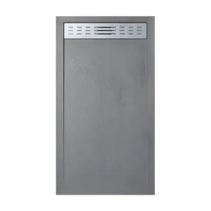 Receveur de douche 90X150 cm avec grille latérale Vulcano Line Svelte gris Ral 7037 en résine synthétique et poudre de mar...