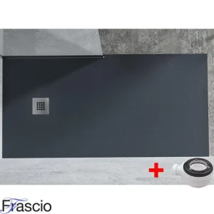 Receveur de Douche 90X150 cm Ligne Vulcano Extra Fin Couleur Anthracite En Résine Synthétique et Poudre de Marbre Avec Vid...