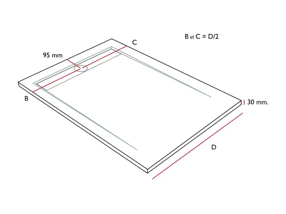 Receveur de douche Anthracite, finition Ardoise Stone AUTONOME, grille de couleur - 130 x 90 cm