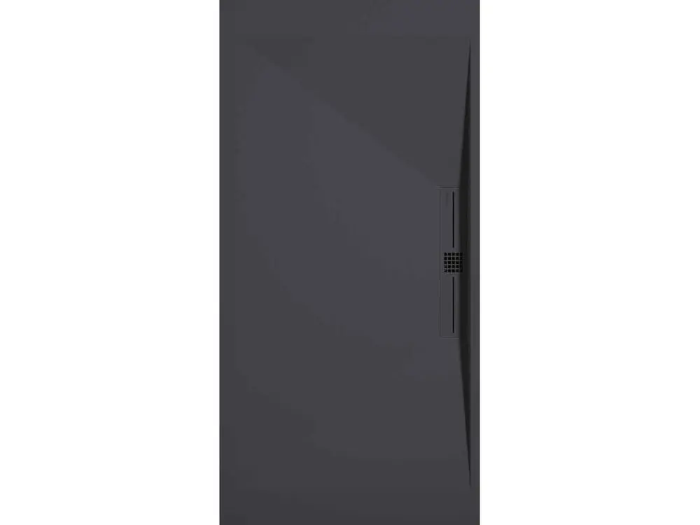 Receveur de douche Anthracite, finition Lisse Stone SIDE, grille de couleur - 90 x 70 cm