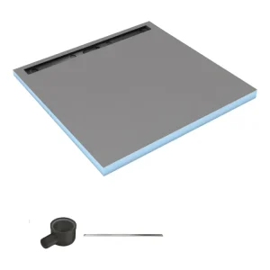 Receveur de douche à carreler 90 x 90 cm WEDI Fundo Riolito Neo avec écoulement horizontal + barrette de finition 70 cm