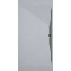 Receveur de douche Gris 7035, finition Ardoise Stone SIDE, grille de couleur - 100 x 90 cm