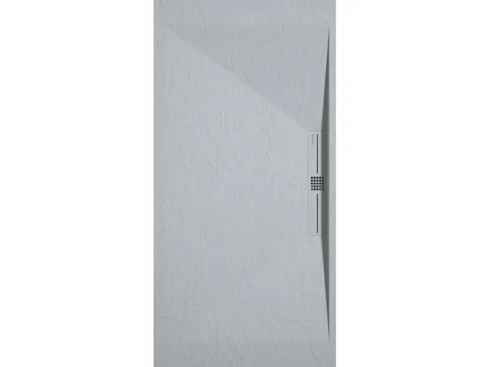 Receveur de douche Gris 7035, finition Ardoise Stone SIDE, grille de couleur - 100 x 90 cm