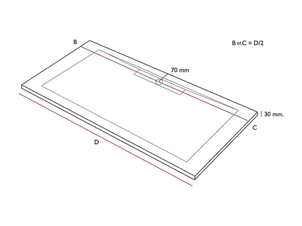 Receveur de douche Gris 7035, finition Ardoise Stone SIDE, grille de couleur - 100 x 90 cm