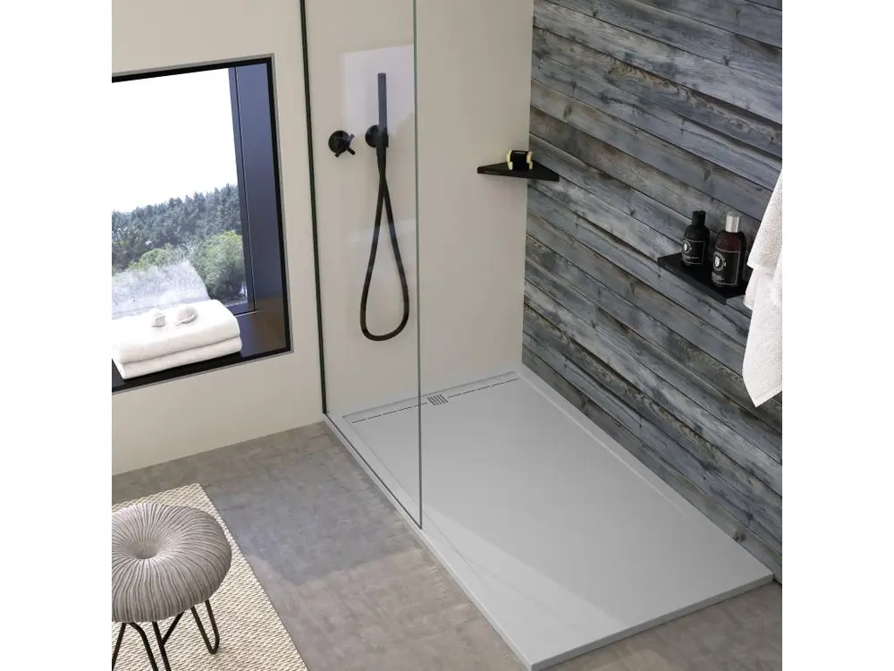 Receveur de douche Gris 7035, finition Lisse Stone CACH, grille de couleur - 120 x 90 cm