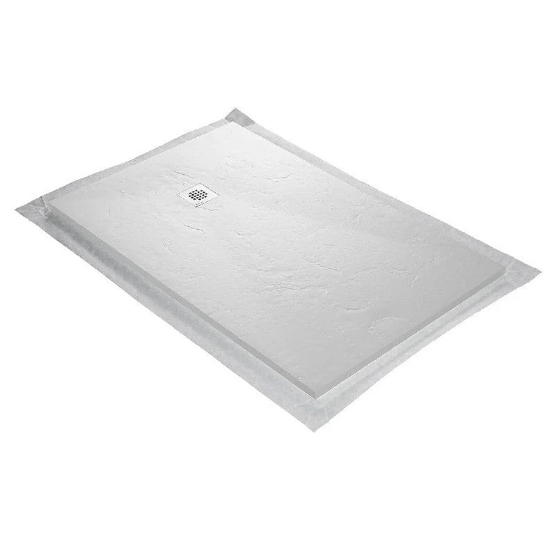 Receveur résine 120x90cm MARMOX RC12090SLATE-9010 - Grille carrée excentrée - Monochrome surface - Blanc imitation ardoise