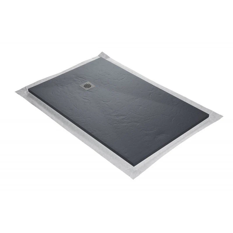 Receveur résine 150x100cm MARMOX RC150100SLATE-7015 - Grille carrée excentrée - Sans motif surface - Gris imitation ardoise