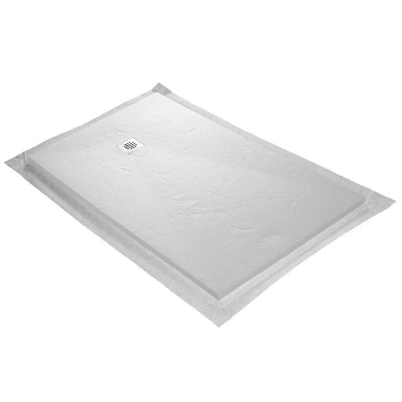 Receveur résine 150x100cm MARMOX RC150100SLATE-9010 - Grille carrée excentrée - Simple surface - Blanc imitation ardoise