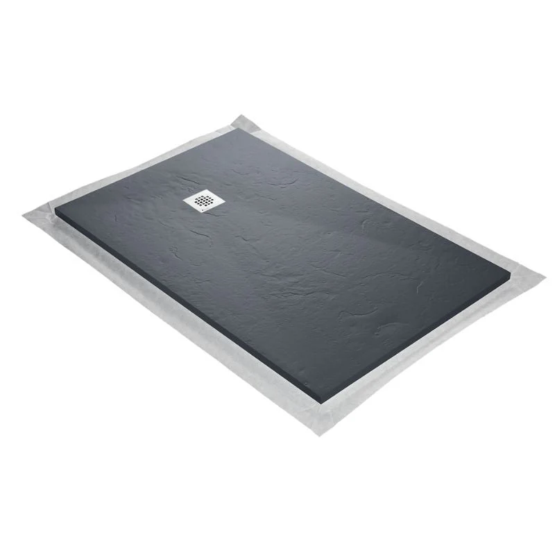 Receveur résine extra-plat 120x90cm MARMOX RC12090LITE-7015 - Grille acier inox - Gris imitation ardoise