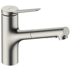 Robinet de cuisine avec douchette HANSGROHE Zesis M33 150 2 jets aspect acier inox avec Limiteur de Débit