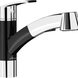 Robinet de lavabo Mitigeur de Cuisine APPASO Rabattable Robinet Cuisine Tendance avec Douchette Extractible Chromé Noir [P...