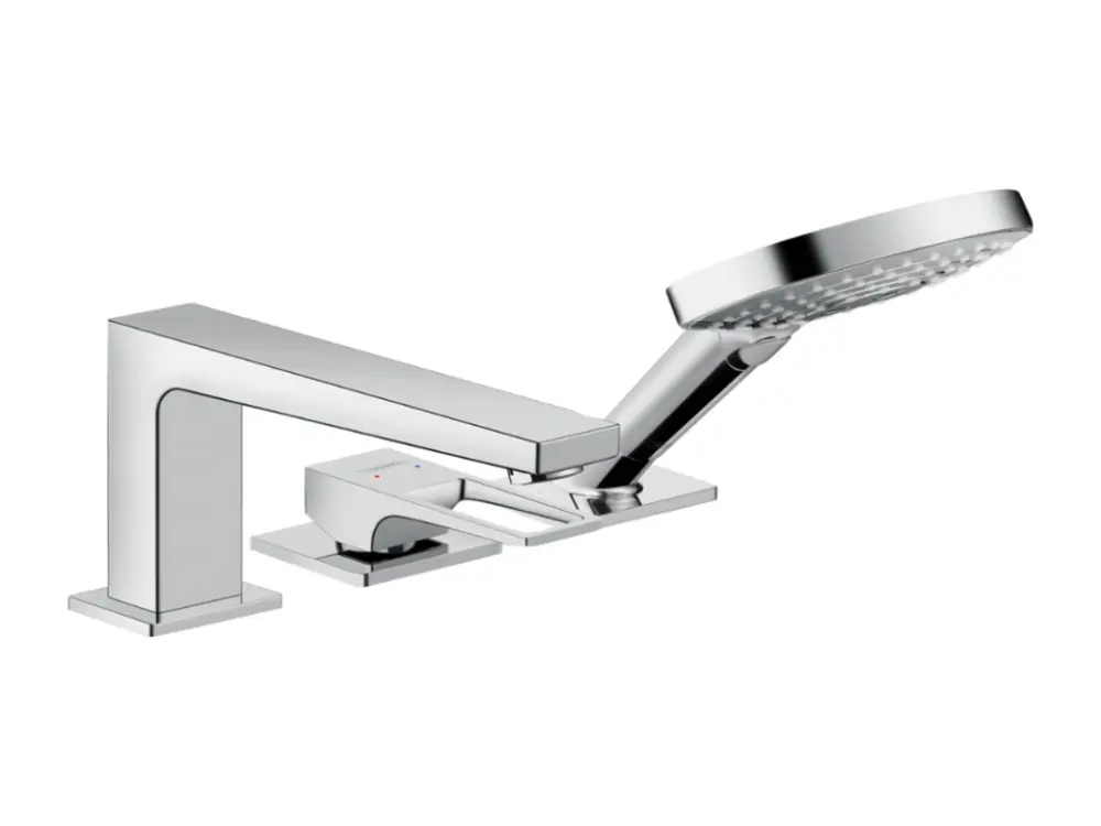 Robinet mitigeur bain douche 3 trous poignée étrier HANSGROHE Metropol avec Secuflex chromé