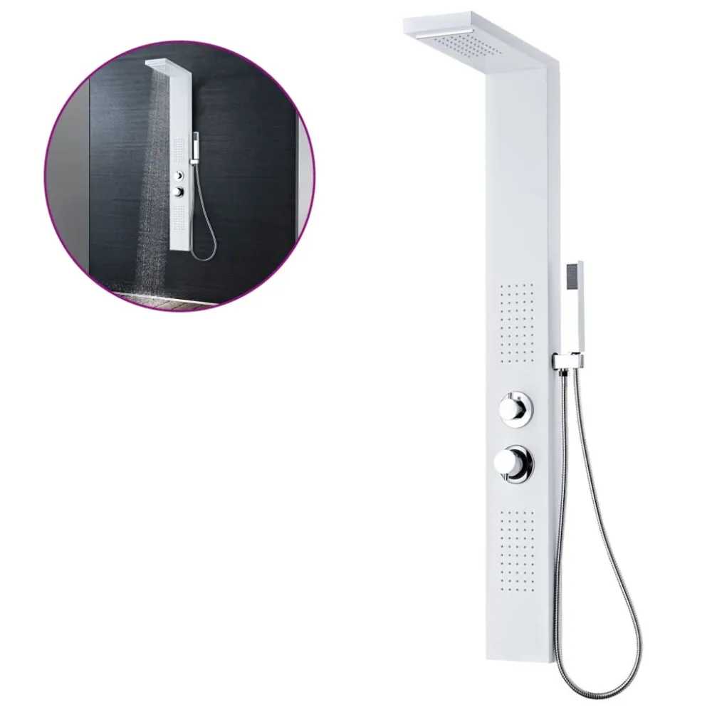 Système panneau douche aluminium mat salle de bain toilette blanc 02_0003118