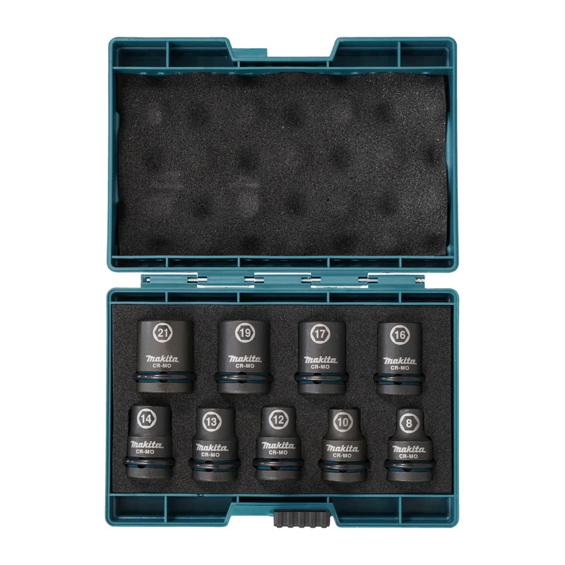 Coffret de 9 douilles carrée 1/2" IMPACT NOIR JAIS Makita E-16570 de 8 à 21mm