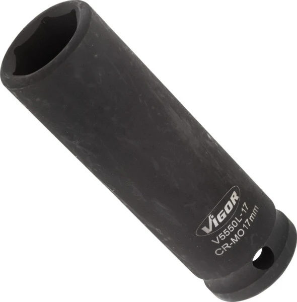 Douille pour boulonneuse VIGOR longue carrée creuse 125 mm (1/2 pouce) profil à six pans extérieurs 17 mm V5550L-17 prendr...