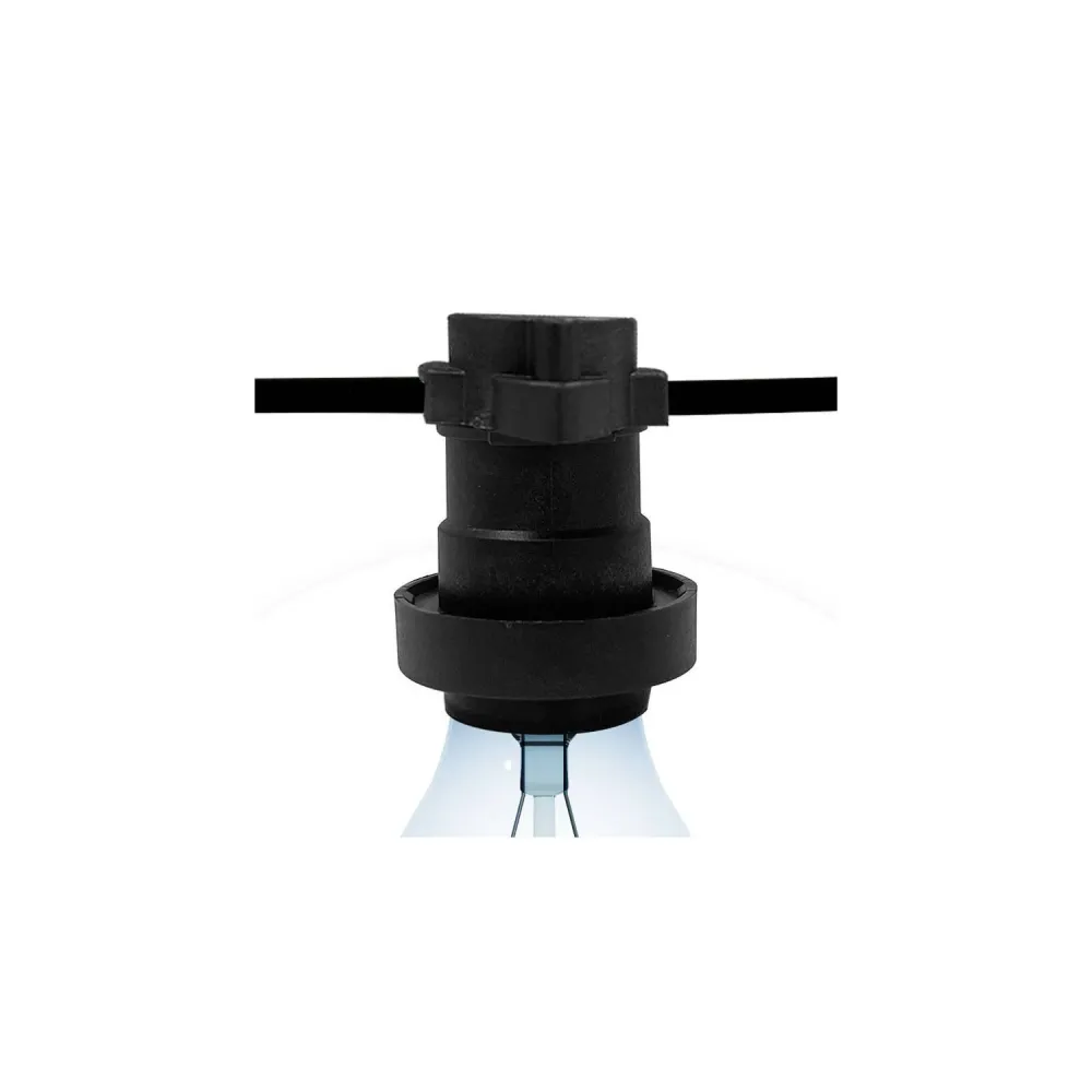 Guirlande extérieure IP44 avec câble plat et douilles E27 personnalisées noires