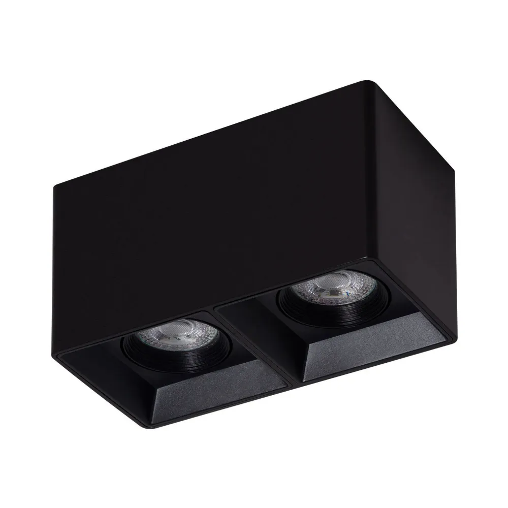 Luminaire plafond noir carré duo avec douille GU10