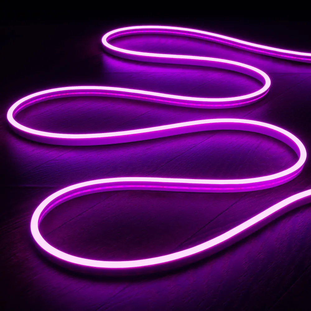 Éclairage Décoratif LED Rouleau Néon LED 100m 12V 110 LED/m Rose Largeur 12mm Découpable Enseigne