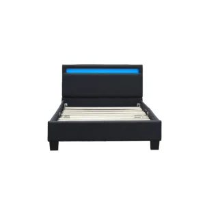 Abat-jour conique angel - Solide et Confortable Lit 90x190 avec Sommier + Tête de Lit avec Eclairage LED Couleur NOIR en -...