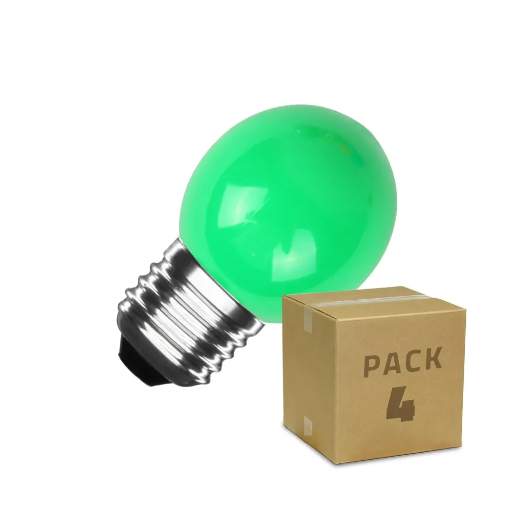 Ensemble de 4 lampes LED E27 3W 300 lm G45 couleur verte en papier artisanal