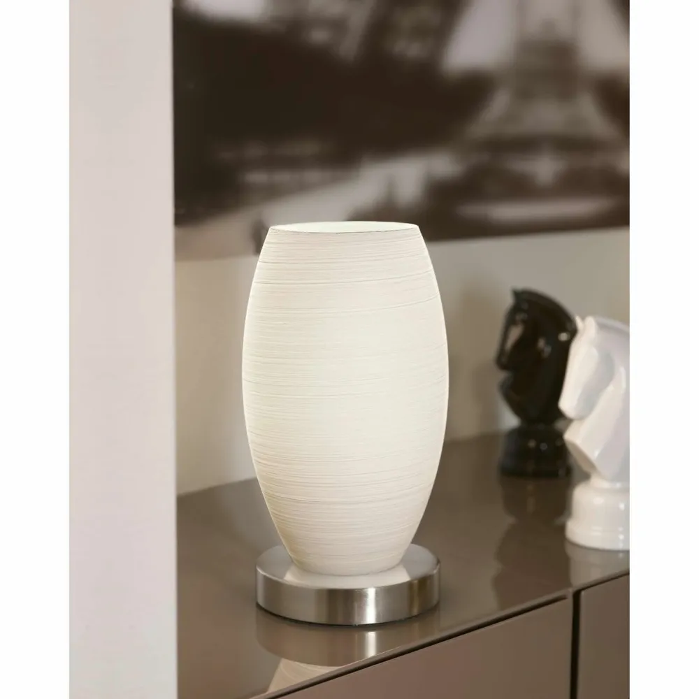Lampe de sol verre nickel mat BATISTA 3 E27 1X40W avec Abat-Jour Inclus