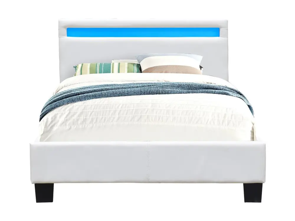 Suspension à abat-jour angel - Durable et Confortable Lit 90x190 avec Sommier + Tête de Lit avec Eclairage LED Couleur BLA...