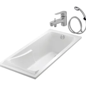 Baignoire JACOB DELAFON Corvette + mitigeur bain douche + set douchette + vidage 160 X 70 | Économie d'Eau | Haute Pression