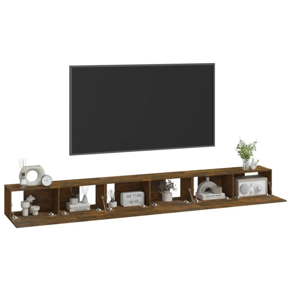 Mitigeur mural Ensemble de meubles armoire buffet TV télévision salon chambre séjour 3 pièces chêne fumé bois d'ingénierie...