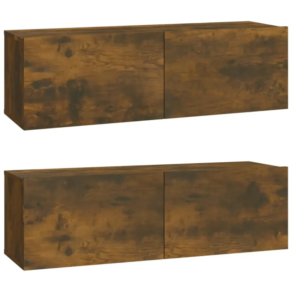 Mitigeur mural Ensemble de meubles armoire buffet TV télévision salon chambre séjour 3 pièces chêne fumé bois d'ingénierie...