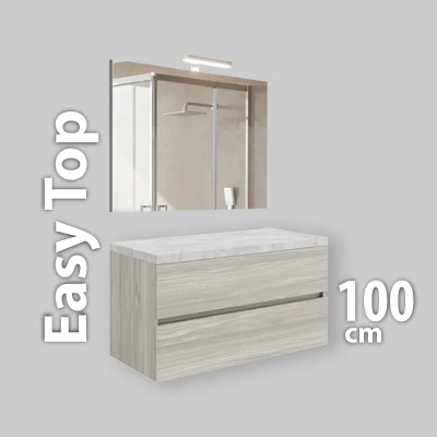 Robinet de baignoire Composizione Mobile Da Bagno "Easytop 100" Sospeso Rovere Bianco / Beton