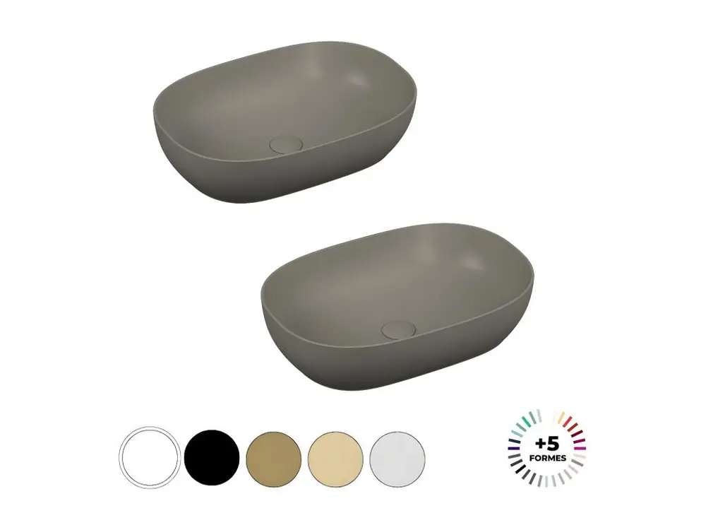 Lavabo duo vasque à poser VITRA Outline, ovale - vison mat | Haut de gamme