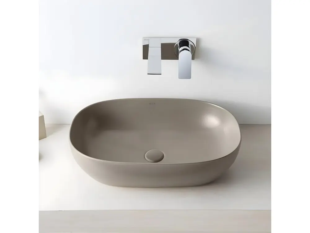 Lavabo duo vasque à poser VITRA Outline, ovale - vison mat | Haut de gamme