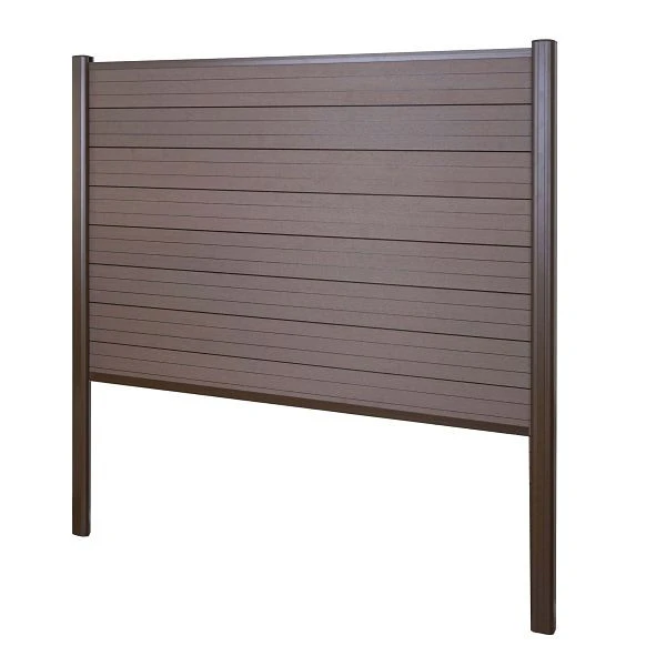 Mendler Brise-vue WPC Sarthe clôture coupe-vent poteau aluminium à bétonner élément de base 190cm marron 2x64889+76232+762...