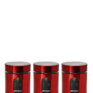 Mortier colle CH 3Pcs Canister Set Window - Red