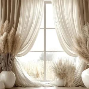 Toile de Fond Boho Idées Fenêtre Pampas Photographie GQ2-82