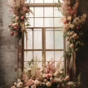 Toile de fond Maternité Fenêtre Florale Charme Rustique GTY2-11