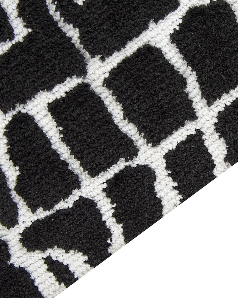 Vloerkleed tissu synthétique zwart/wit 160 x 230 cm PUNGE