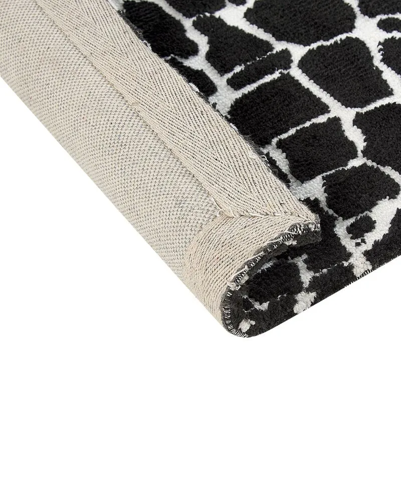 Vloerkleed tissu synthétique zwart/wit 160 x 230 cm PUNGE