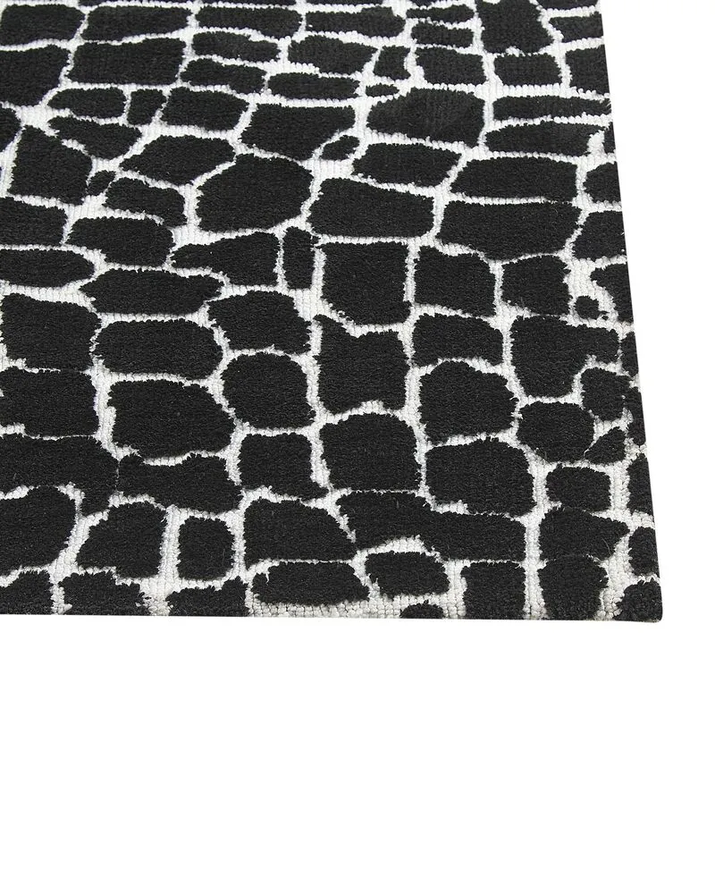 Vloerkleed tissu synthétique zwart/wit 160 x 230 cm PUNGE
