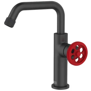Haute Performance Indus mitigeur lavabo bas noir et manette rouge