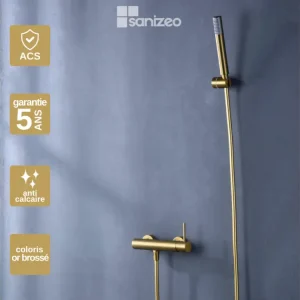 Mitigeur de Douche anti-calcaire Or Brossé IMEX MONZA BDM039-5OC Capacité 4000 Litres