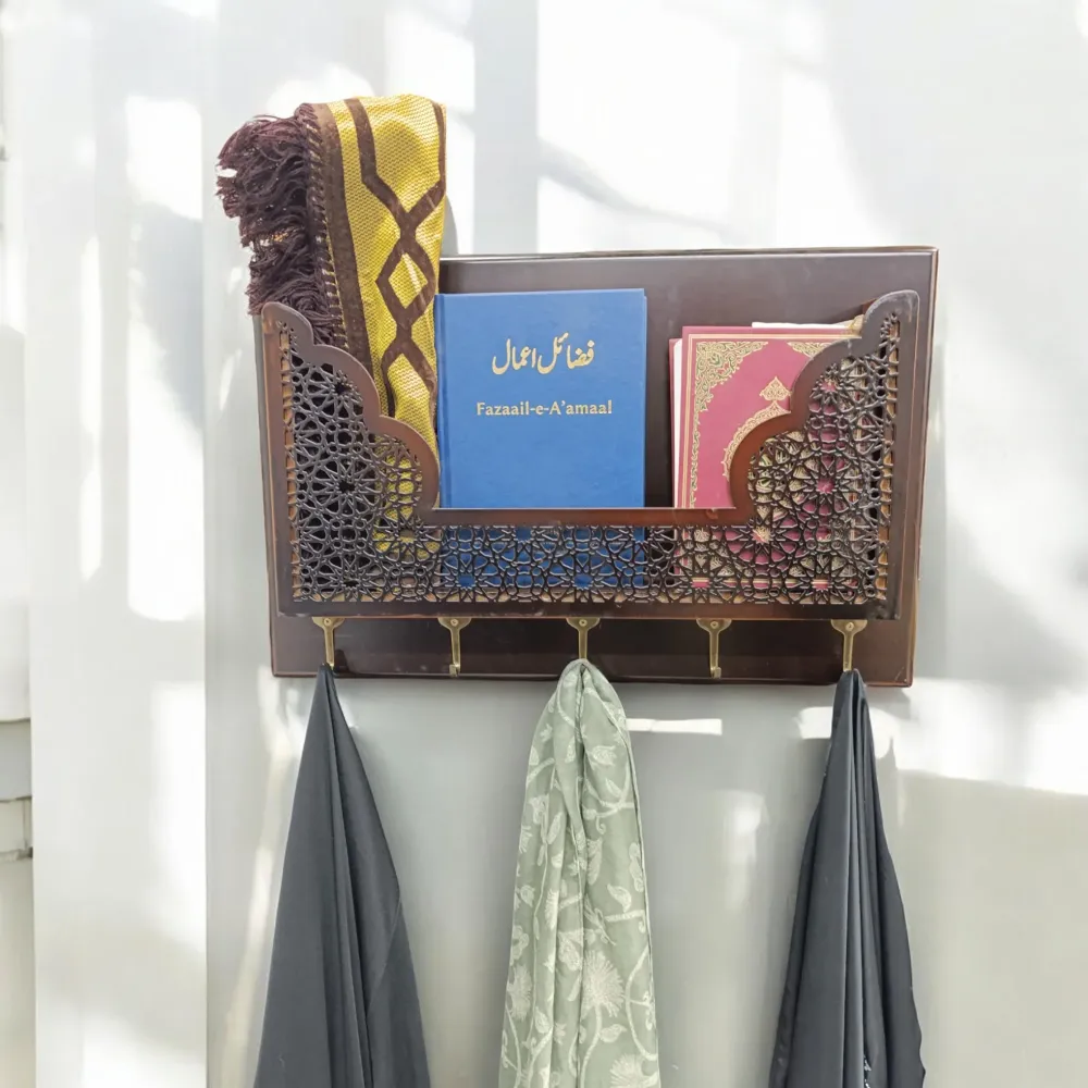 Équerre réglable Exotic Designs Wall Mounted Book Holder 5 Hooks Chocolat