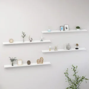 Équerre réglable Étagères murales 4 pcs Blanc 115x9x3