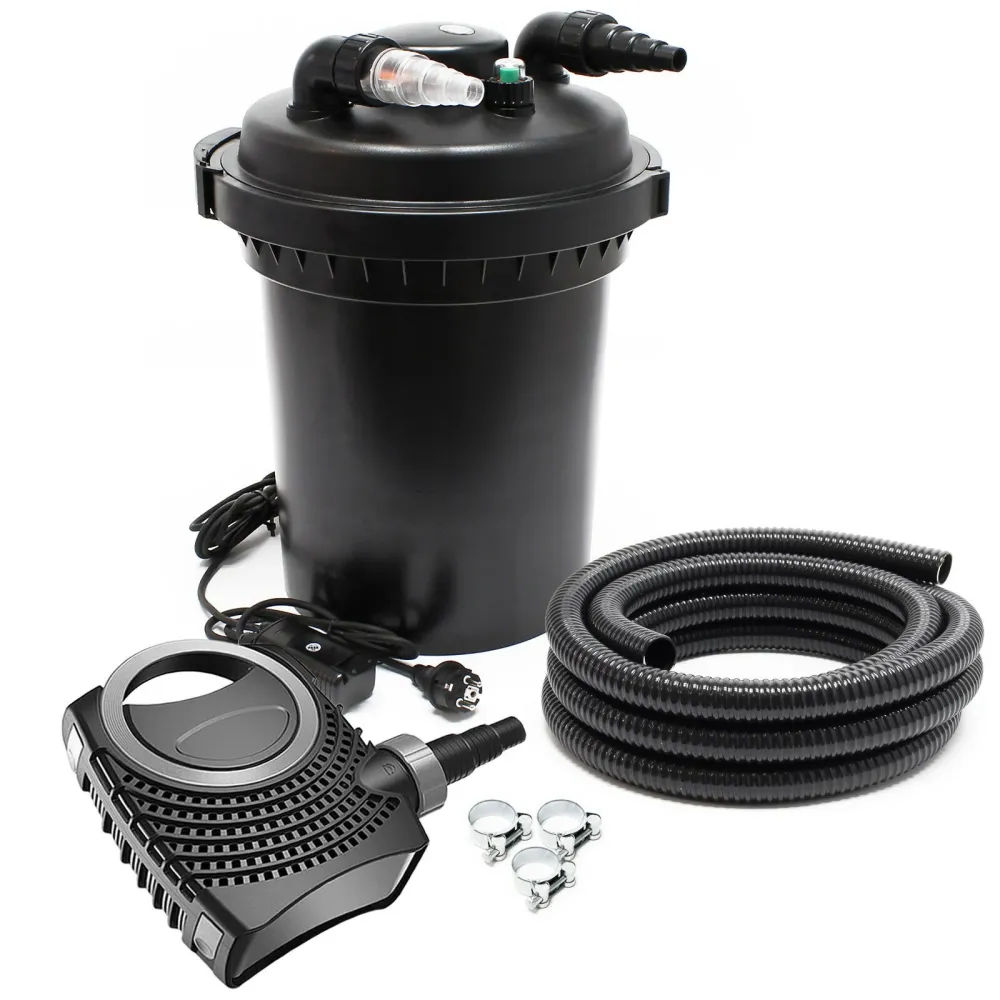 Kit set bassin 12000 litres 11 watts UVC pompe 3600 l/h tuyau 5 m kit de filtration 16_0001955 avec vis inox