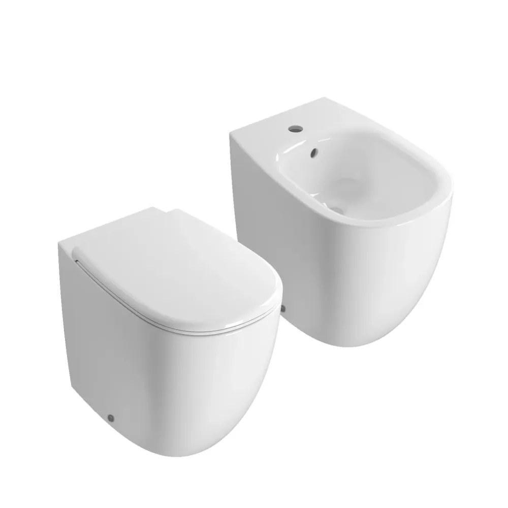 Connecteur de câble Sanitaire suspendu sans bride Globo série Daily 53x35xH43 cm avec abattant inclus - Blanc Brillant