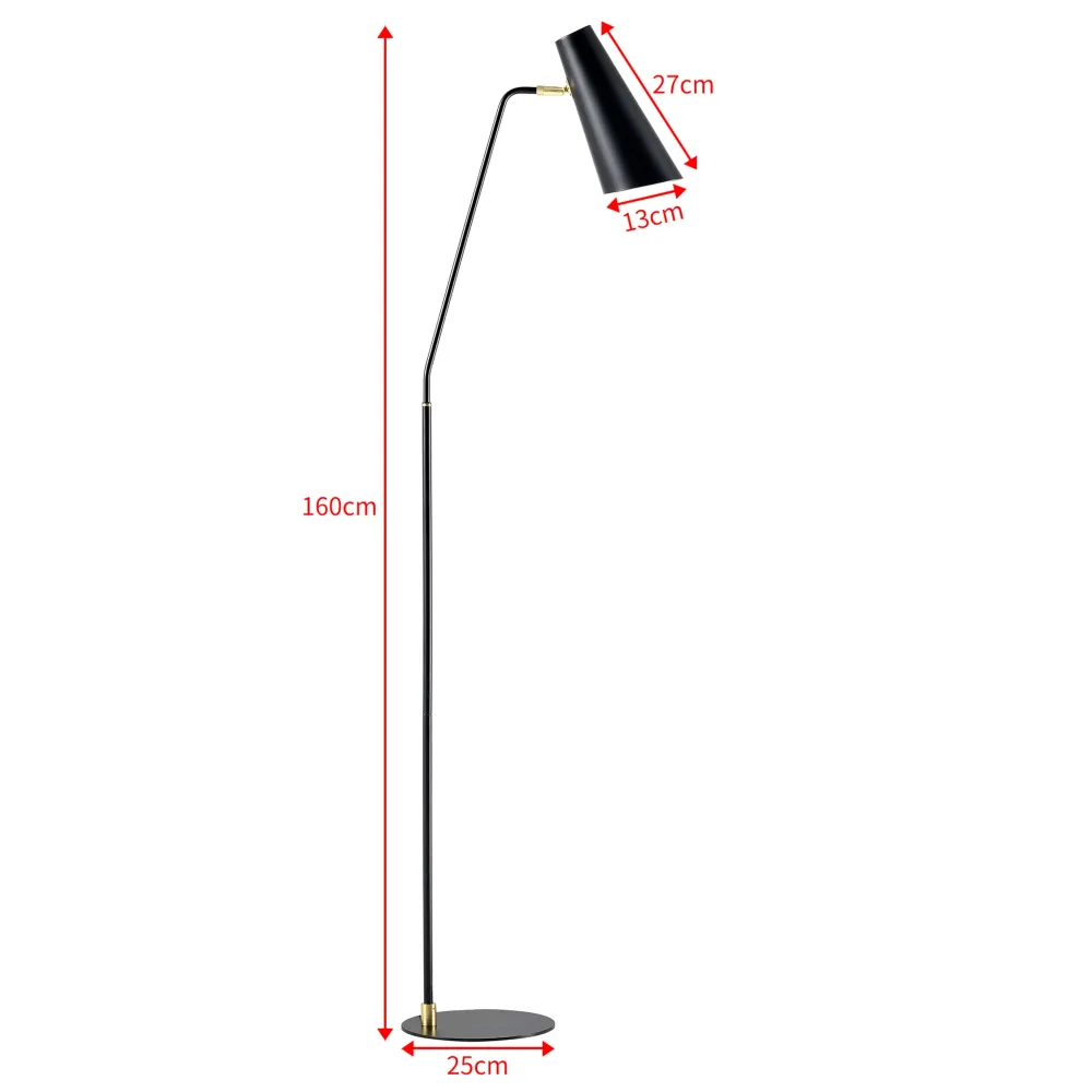 Lampadaire lampe lumière luminaire abat-jour réglable E27 hauteur 160 cm noir 03_0007301 avec protection IP44